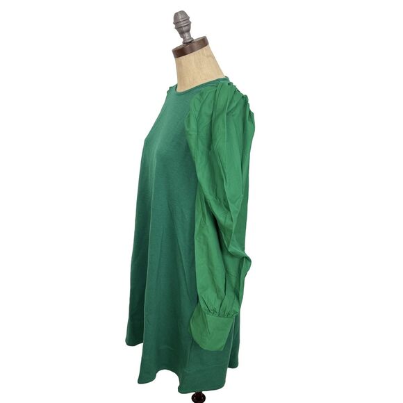 AREA STARS Puff Sleeve A-Line Mini Dress M Green Mix Media Party NWT B43 - Picture 5 of 6